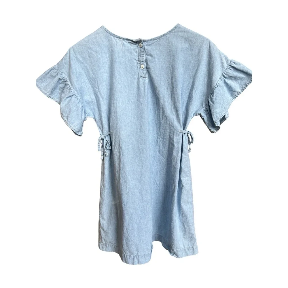 Gymboree 2018 Girls Soft Blue Chambray Dress Ruffle Sleeves Size L 10-12 EUC
